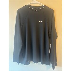 Nike Men's Swim T Shirt Long Sleeve Crew Dri Fit Black NESSA587 001 Size XL